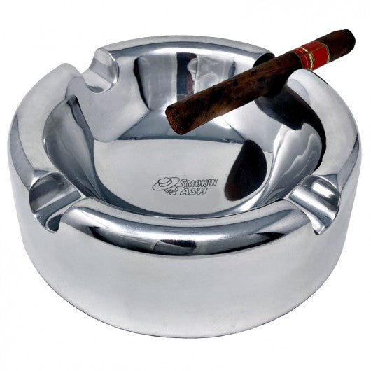 Smokin Ash Lexington Cigar Ashtray - Polished Cast Aluminum