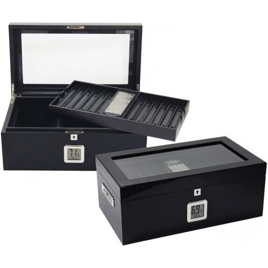 Raven Humidor w/ Black Interior & Polished Hardware | Holds 120 Cigars