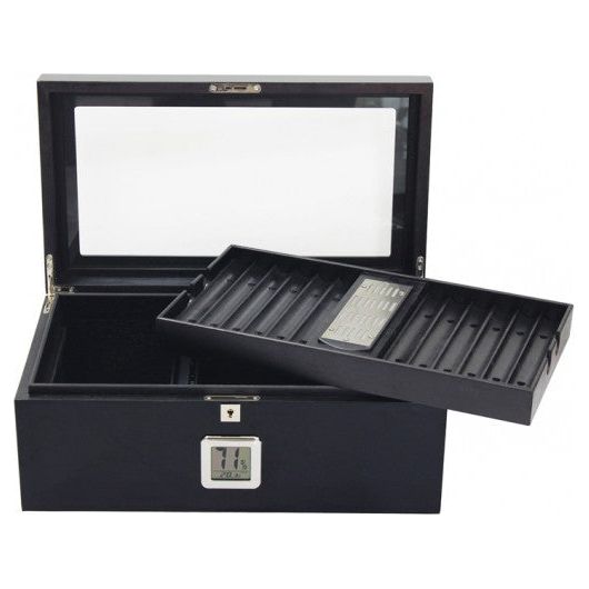 Raven Humidor w/ Black Interior & Polished Hardware | Holds 120 Cigars