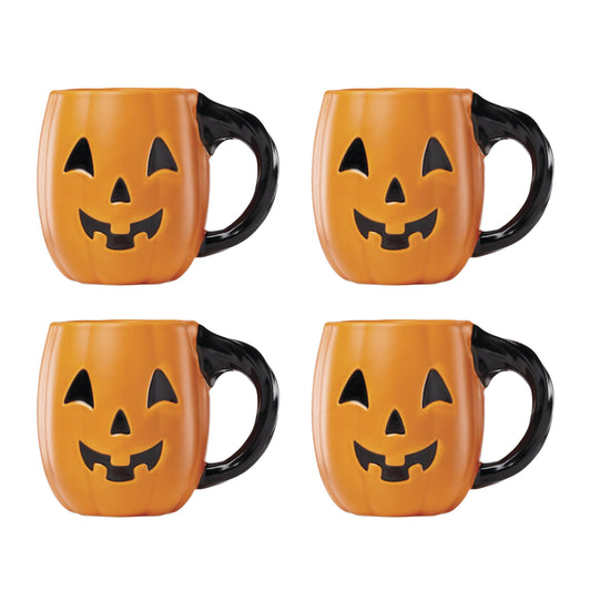 Lenox Vintage Halloween Figural Pumpkin Mugs, Set of 4