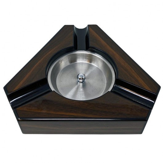 Dark Maple & Black Lacquer Triangular Ashtray