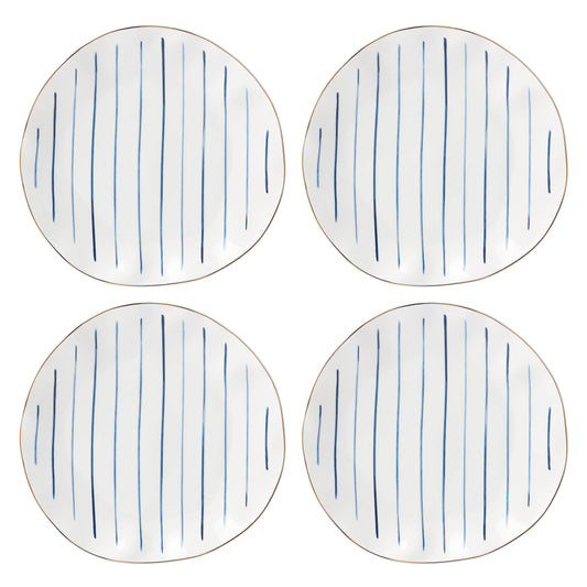 Lenox Blue Bay Stripes 4-Piece Dinner Plate Set