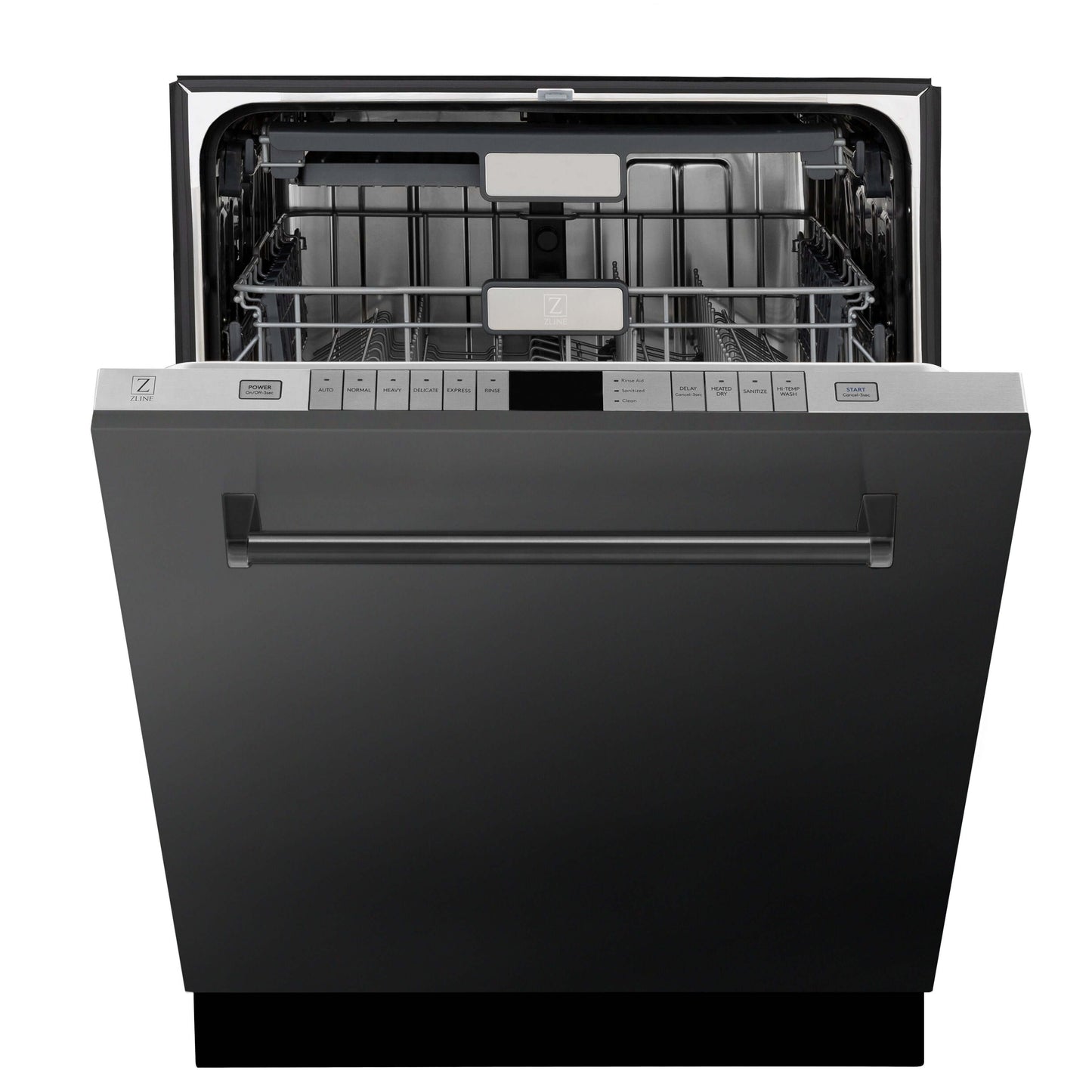 ZLINE 24 in. Panel-Included Monument Series 3rd Rack Top Touch Control Dishwasher with Black Stainless Steel Panel and Stainless Steel Tub, 45dBa (DWMT-BS-24)