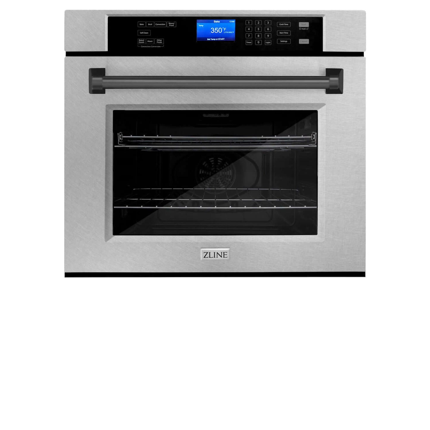 ZLINE 30 in. Autograph Edition Electric Single Wall Oven with Self Clean and True Convection in Fingerprint Resistant Stainless Steel and Matte Black Accents (AWSSZ-30-MB)
