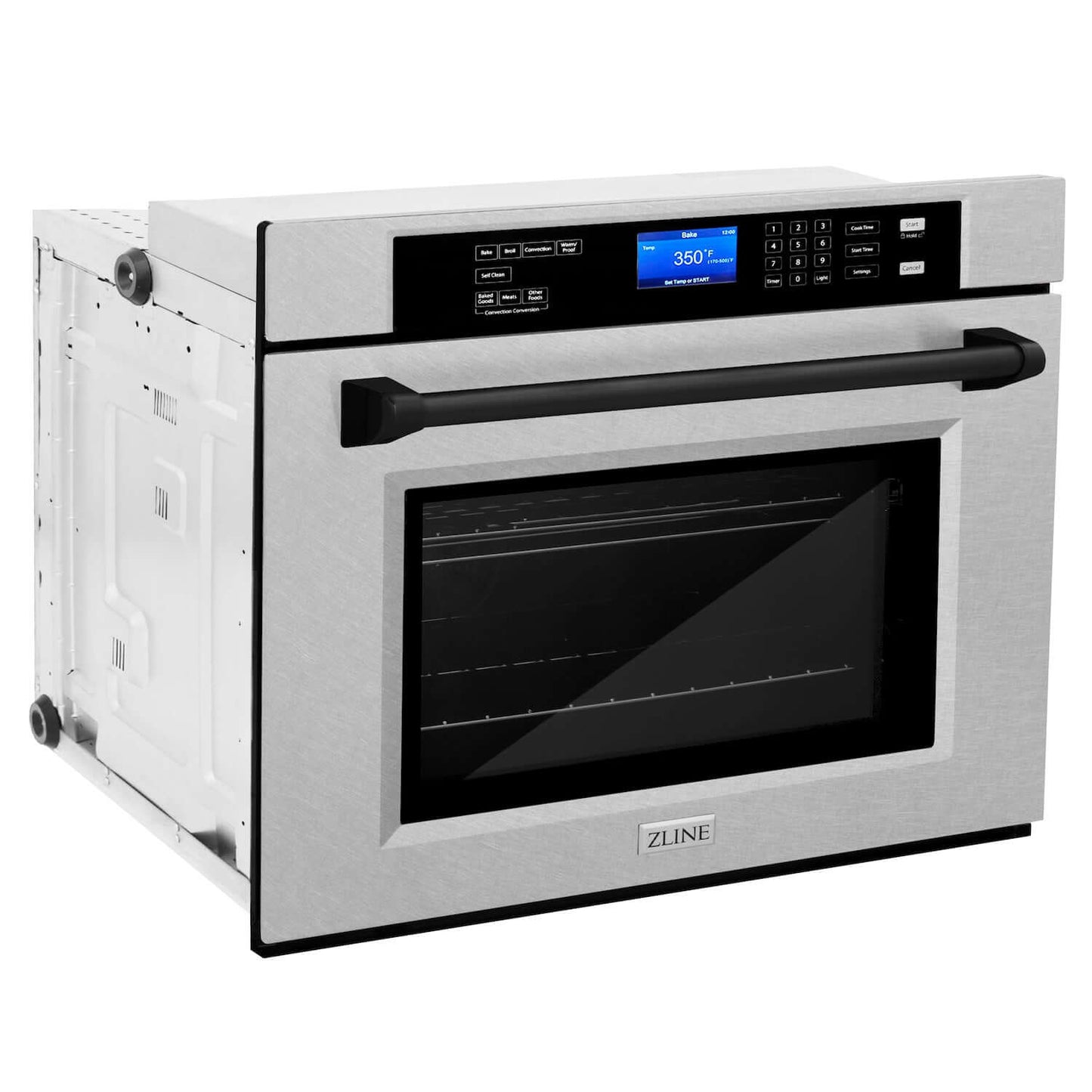 ZLINE 30 in. Autograph Edition Electric Single Wall Oven with Self Clean and True Convection in Fingerprint Resistant Stainless Steel and Matte Black Accents (AWSSZ-30-MB)
