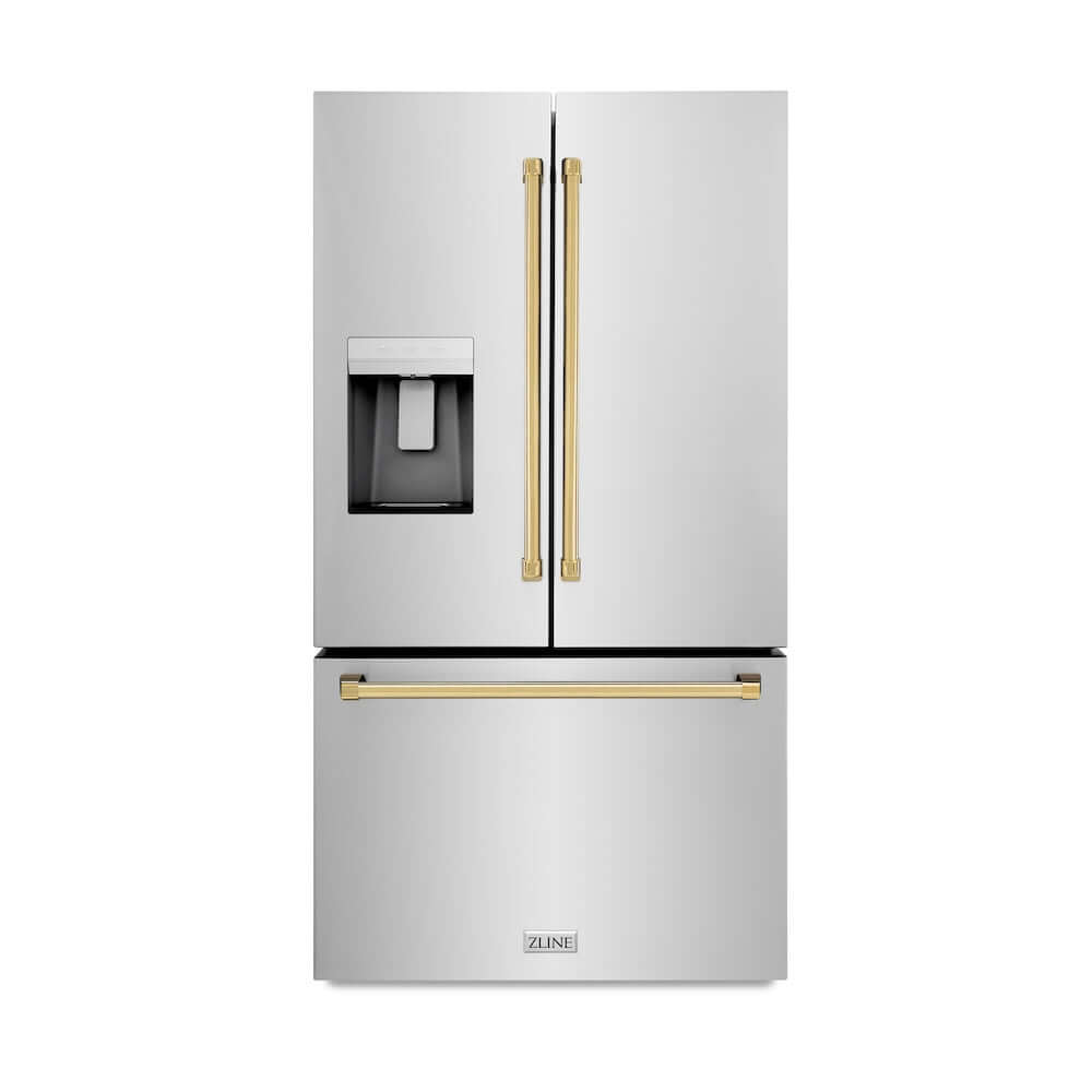 ZLINE 36" Standard-Depth French Door External Water Dispenser Refrigerator with Dual Ice Maker in Fingerprint Resistant Stainless Steel (RSM-W-36)