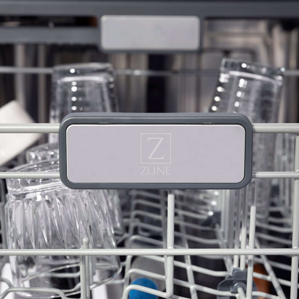 ZLINE Autograph Edition 24 in. Monument Series 3rd Rack Top Touch Control Tall Tub Dishwasher in Custom Panel Ready with Polished Gold Handle, 45dBa (DWMTZ-24-G)