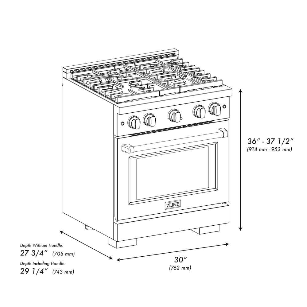 ZLINE Autograph Edition 30" 4 Burner Gas Range with Convection Gas Oven (SGRZ-30)