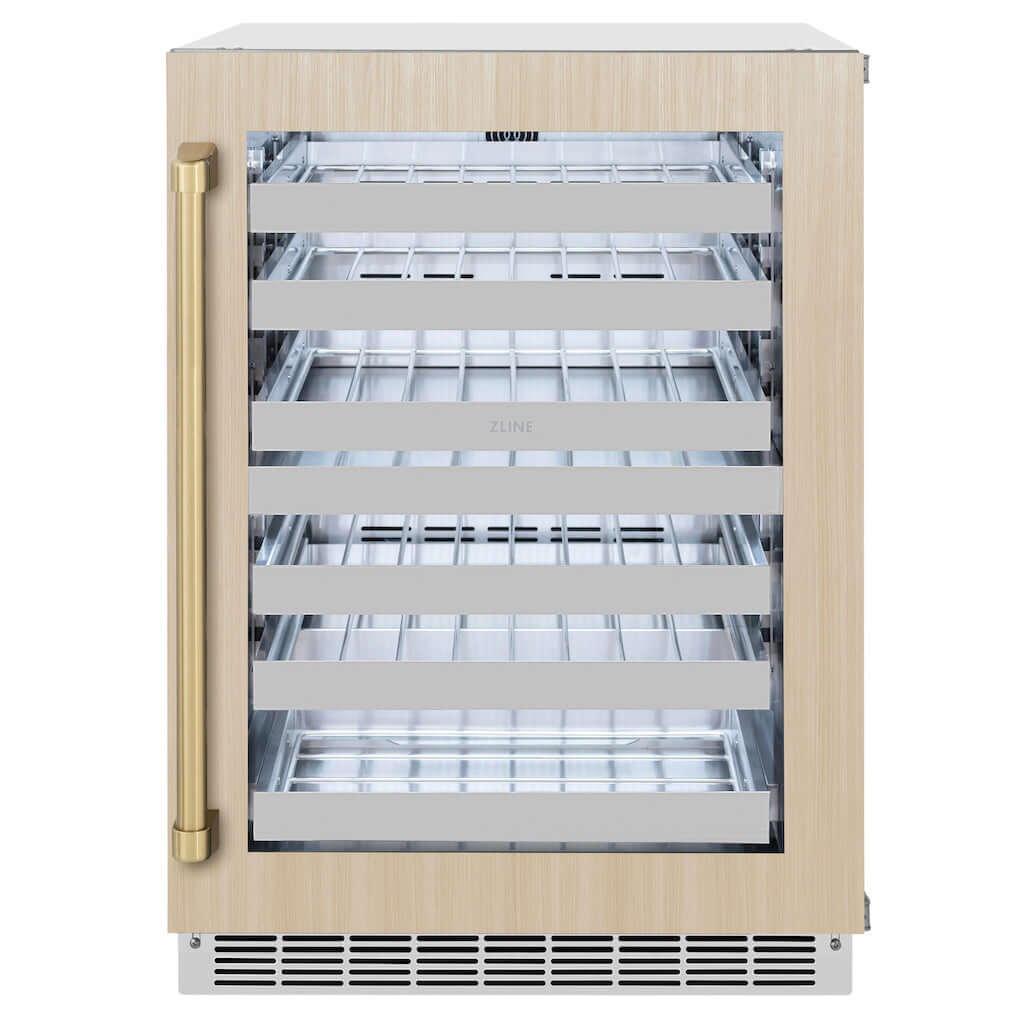 ZLINE 24 in. Touchstone Dual Zone 44 Bottle Wine Cooler With Panel Ready Glass Door (RWDPO-24)