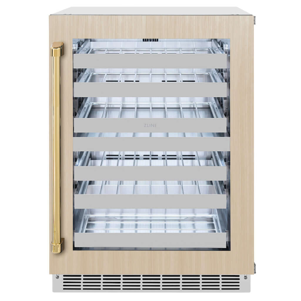 ZLINE 24 in. Touchstone Dual Zone 44 Bottle Wine Cooler With Panel Ready Glass Door (RWDPO-24)