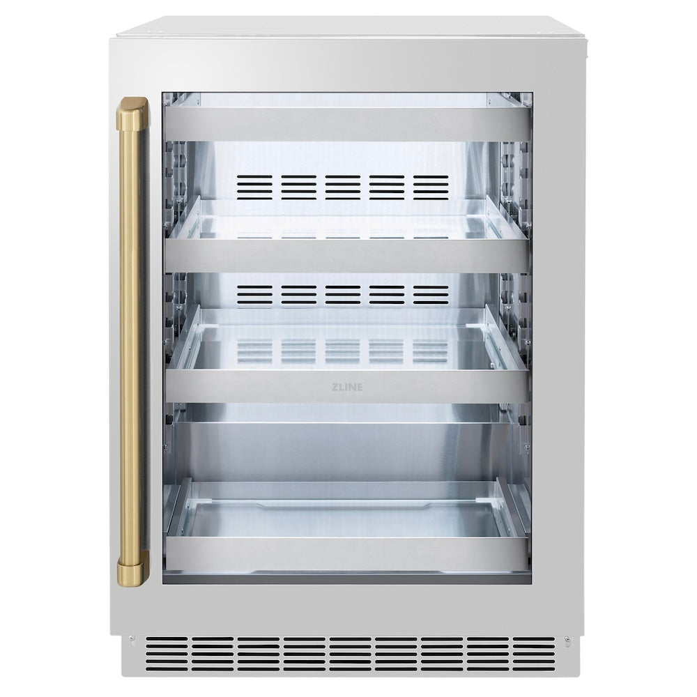 ZLINE 24 in. Touchstone 151 Can Beverage Fridge With Stainless Steel Glass Door (RBSO-GS-24)