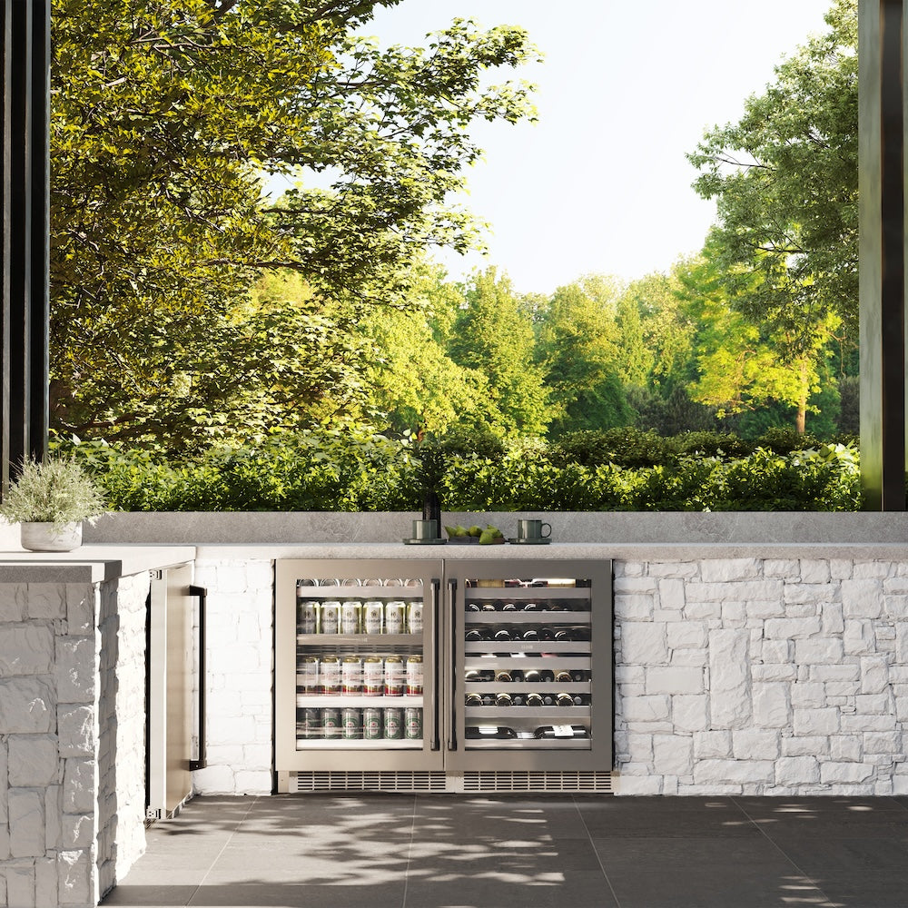 ZLINE Autograph Edition 24 in. Touchstone Dual Zone 44 Bottle Wine Cooler With Stainless Steel Glass Door And Matte Black Handle (RWDOZ-GS-24-MB)