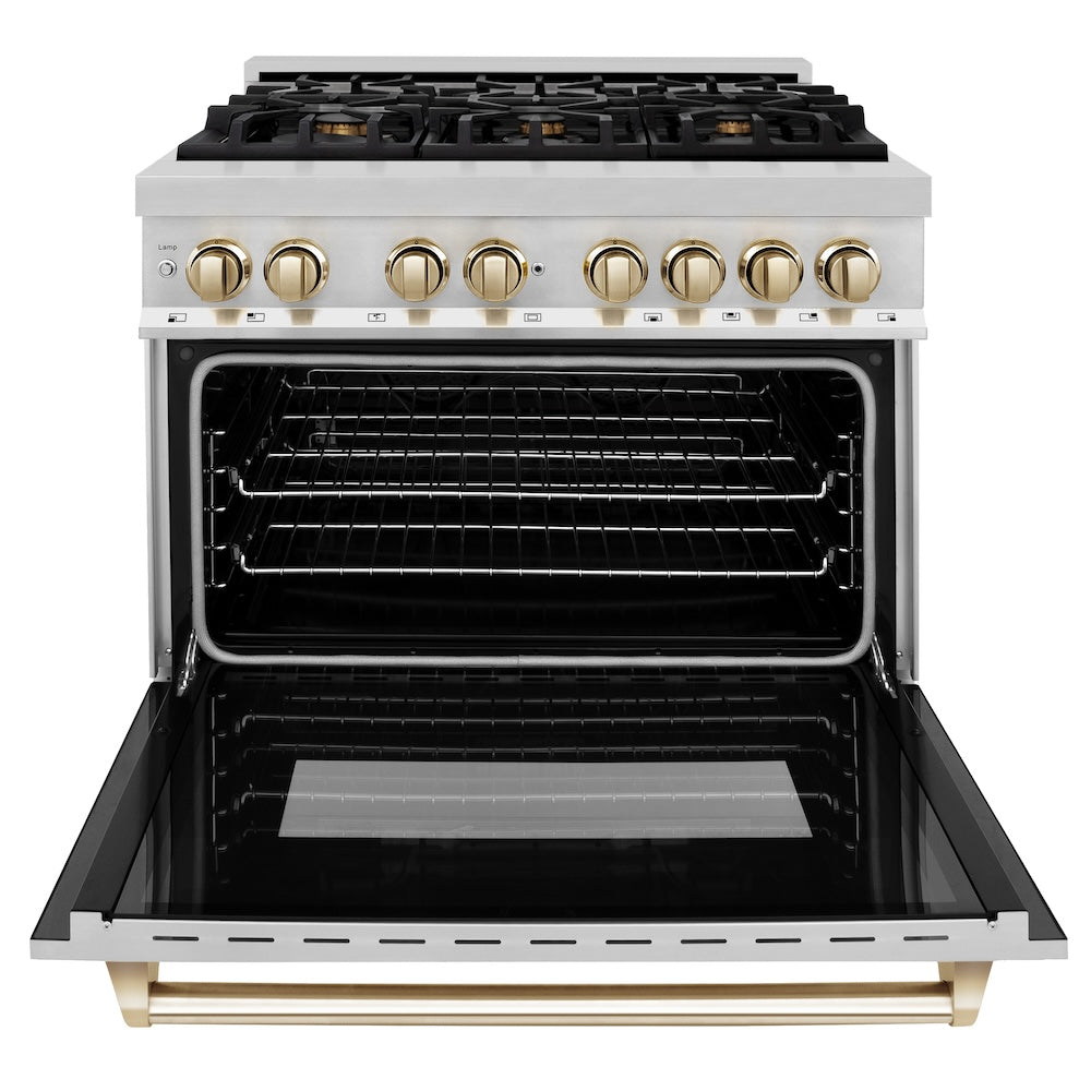 ZLINE Autograph Edition 36" Dual Fuel Range with Gas Stove and Electric Oven in Stainless Steel (RAZ-36)