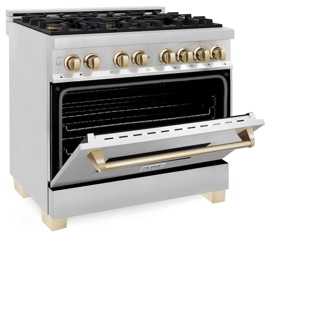 ZLINE Autograph Edition 36" Dual Fuel Range with Gas Stove and Electric Oven in Stainless Steel (RAZ-36)