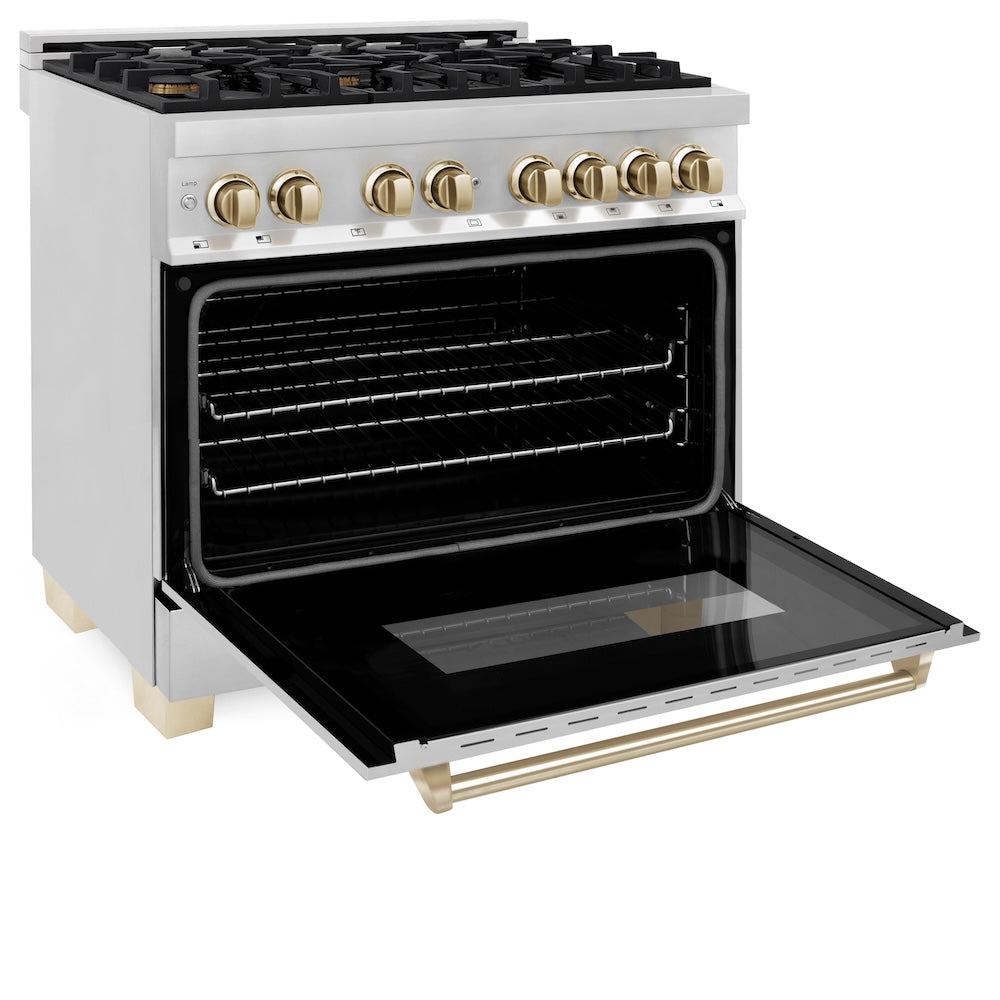 ZLINE Autograph Edition 36" Dual Fuel Range with Gas Stove and Electric Oven in Stainless Steel (RAZ-36)