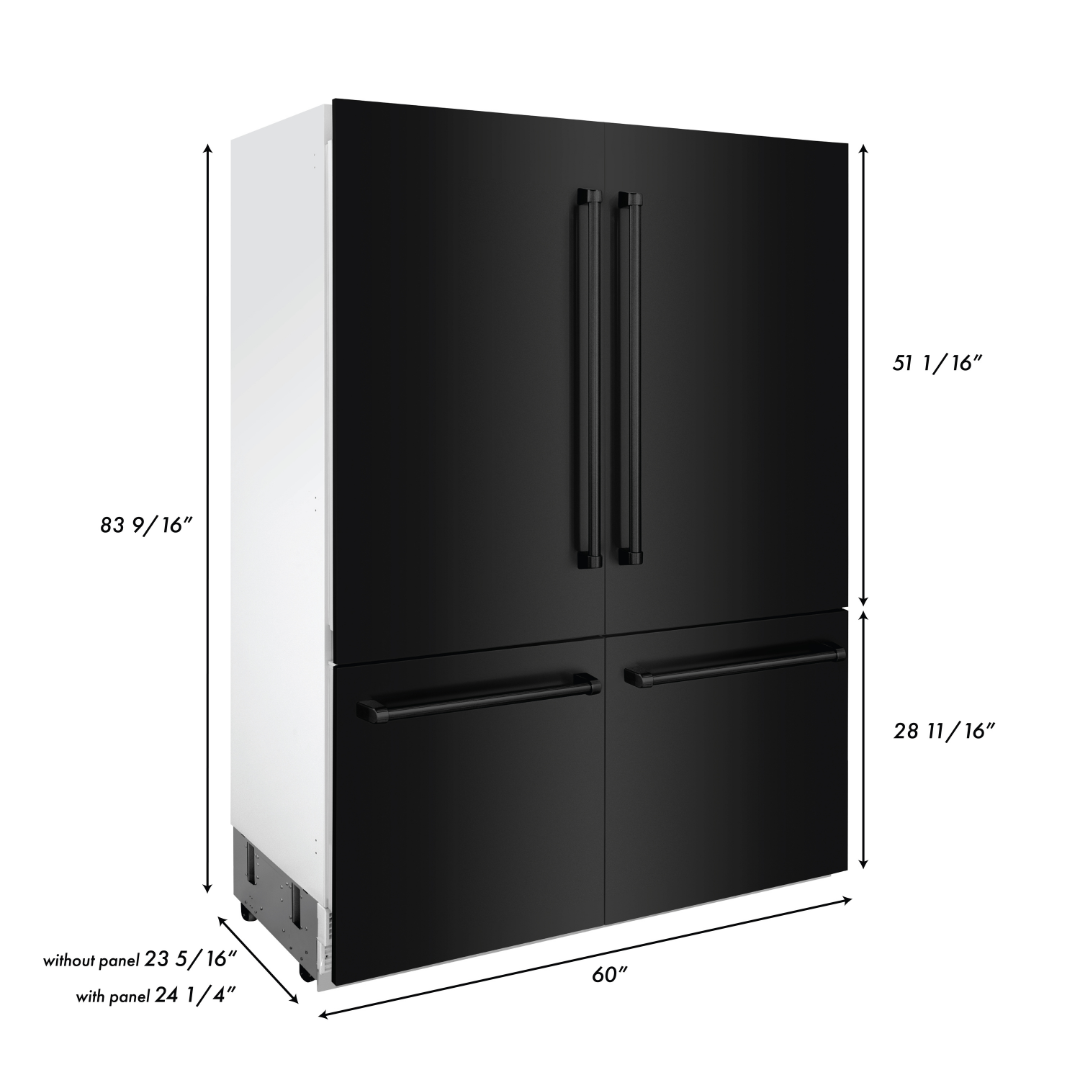 ZLINE 60" 32.2 cu. ft. Built-In Refrigerator with Internal Water and Ice Dispenser in Black Stainless Steel, RBIV-BS-60