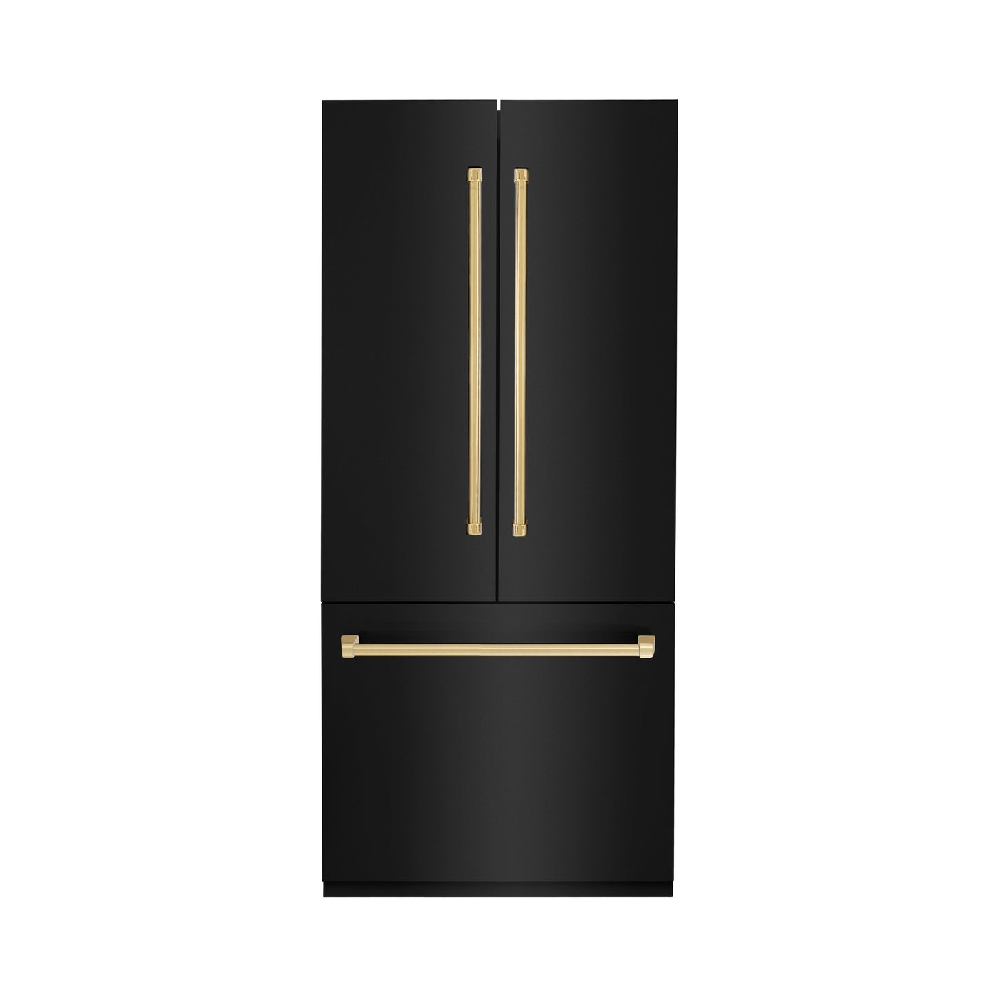 ZLINE 36" Autograph 19.6 cu. ft. Built-in Refrigerator with Internal Water and Ice Dispenser in Black Stainless Steel with Gold Accents, RBIVZ-BS-36-G
