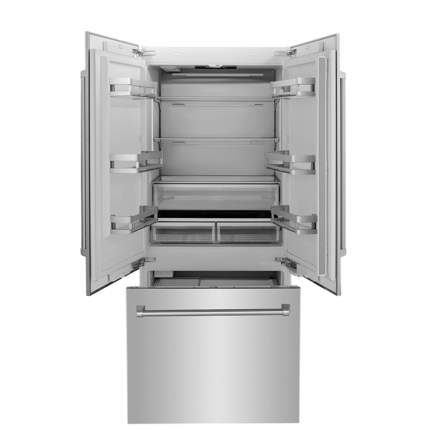 ZLINE 36 In. 19.6 cu. Ft. Panel Ready Built-In 3-Door French Door Refrigerator with Internal Water and Ice Dispenser, RBIV-36