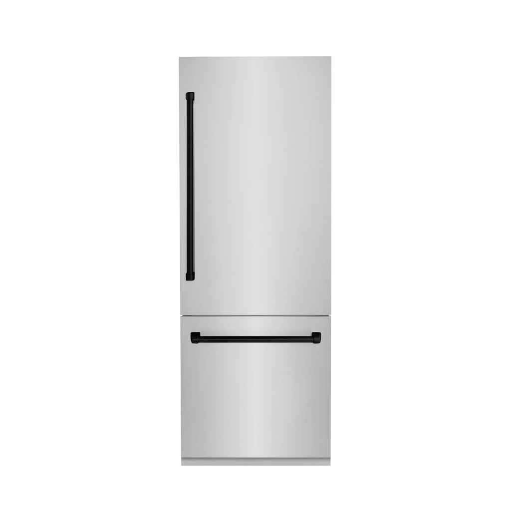 ZLINE Autograph 30 In. 16.1 cu. ft. Built-In Refrigerator with Internal Water and Ice Dispenser with Matte Black Accents, RBIVZ-304-30-MB