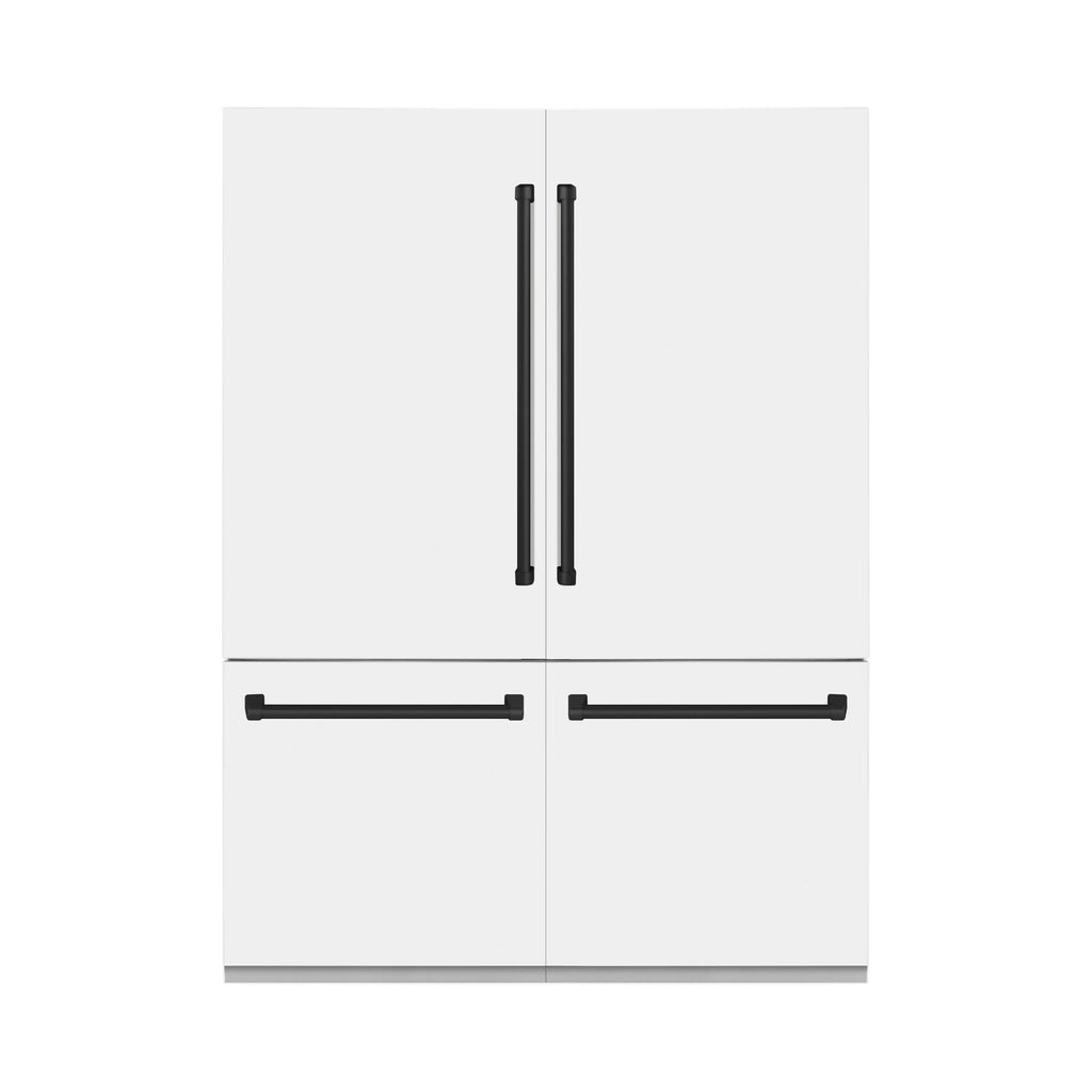 ZLINE 60 In. 32.2 cu. ft. Built-In Refrigerator with Internal Water and Ice Dispenser in White Matte with Matte Black Accents, RBIVZ-WM-60-MB
