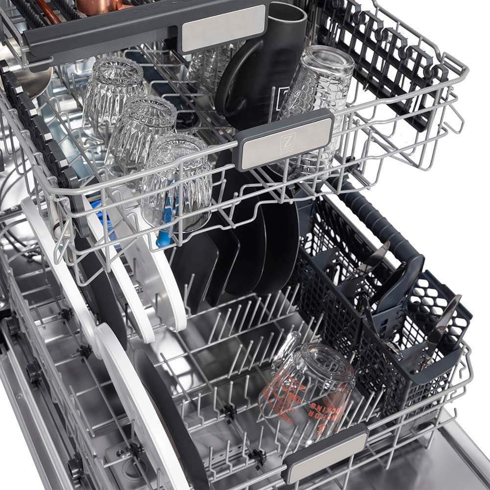 ZLINE 24 in. Panel-Included Monument Series 3rd Rack Top Touch Control Dishwasher with Copper Door, 45dBa (DWMT-C-24)