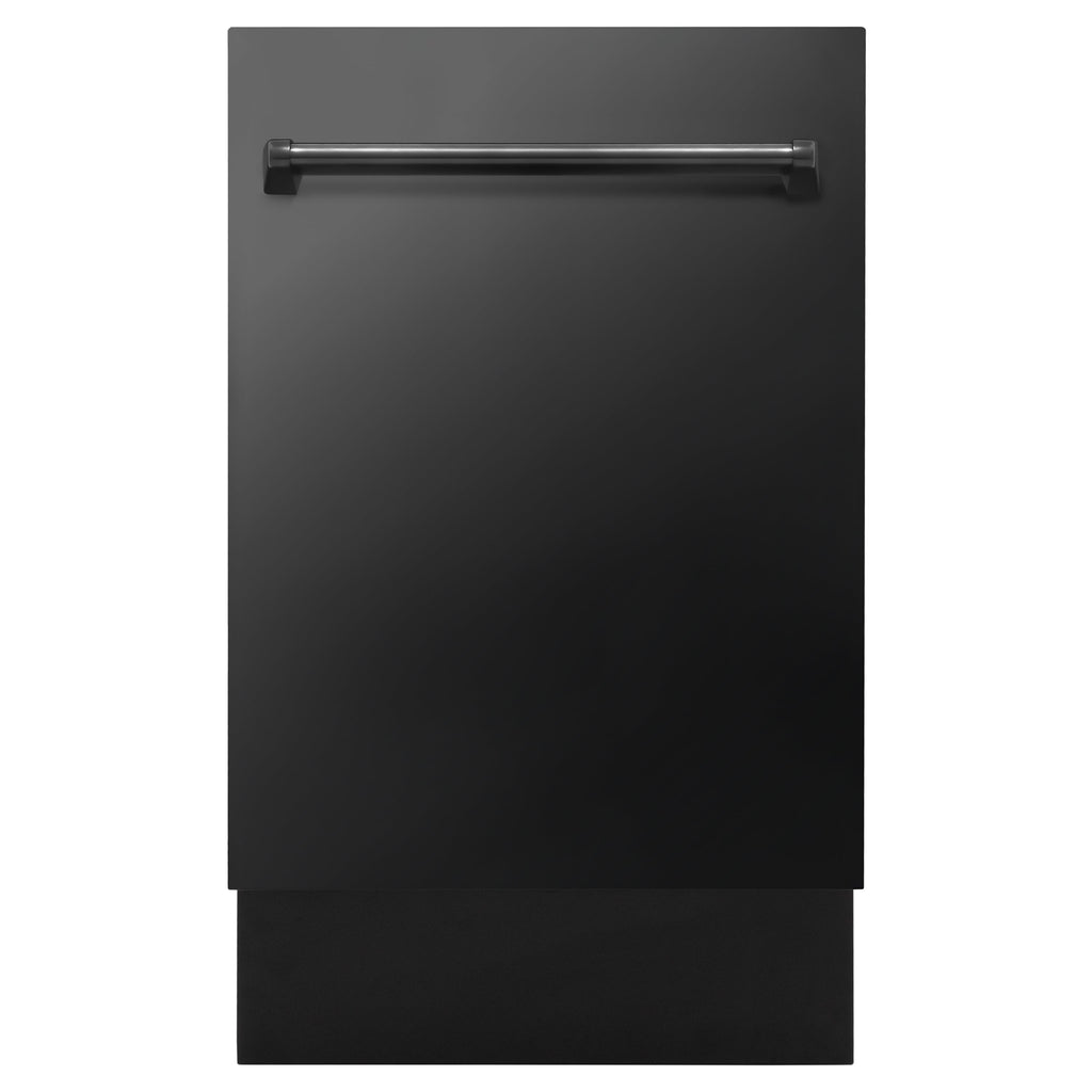 ZLINE 18 in. Tallac Series 3rd Rack Top Control Dishwasher in a Stainless Steel Tub with Black Stainless Panel, 51dBa (DWV-BS-18)