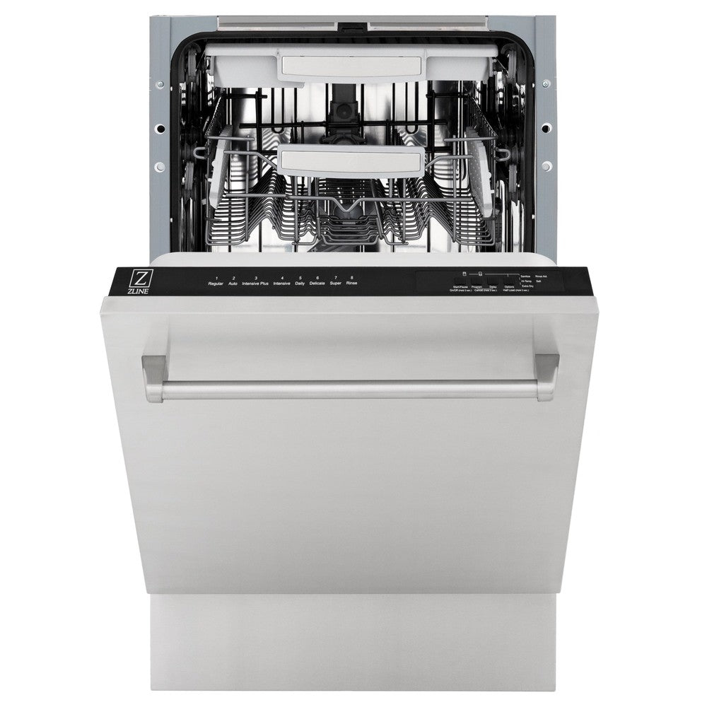 ZLINE 18 in. Tallac Series 3rd Rack Top Control Dishwasher in a Stainless Steel Tub and Panel, 51dBa (DWV-304-18)