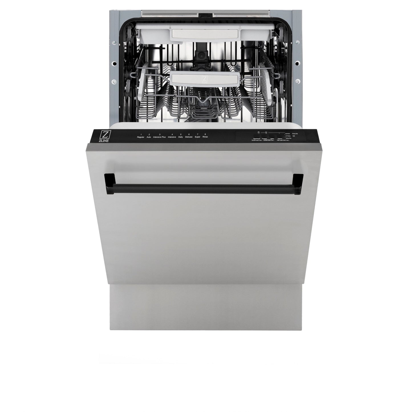 ZLINE Autograph Edition 18” Compact 3rd Rack Top Control Dishwasher in Stainless Steel with Matte Black Handle, 51dBa (DWVZ-304-18-MB)