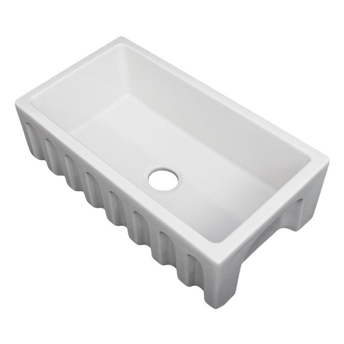 ZLINE Venice Farmhouse Reversible Fireclay Sink in White Gloss (FRC5119-WH-30)