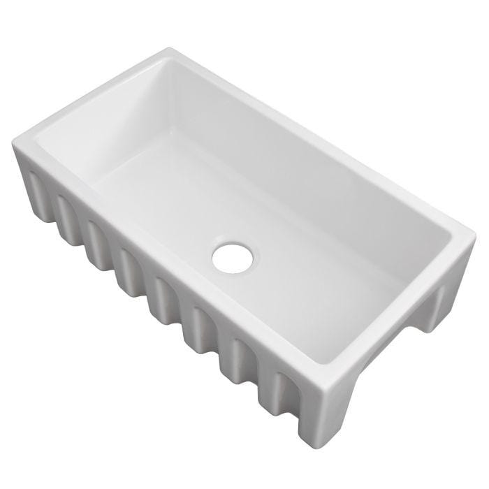 ZLINE Venice Farmhouse Reversible Fireclay Sink in White Gloss (FRC5131-WH-33)