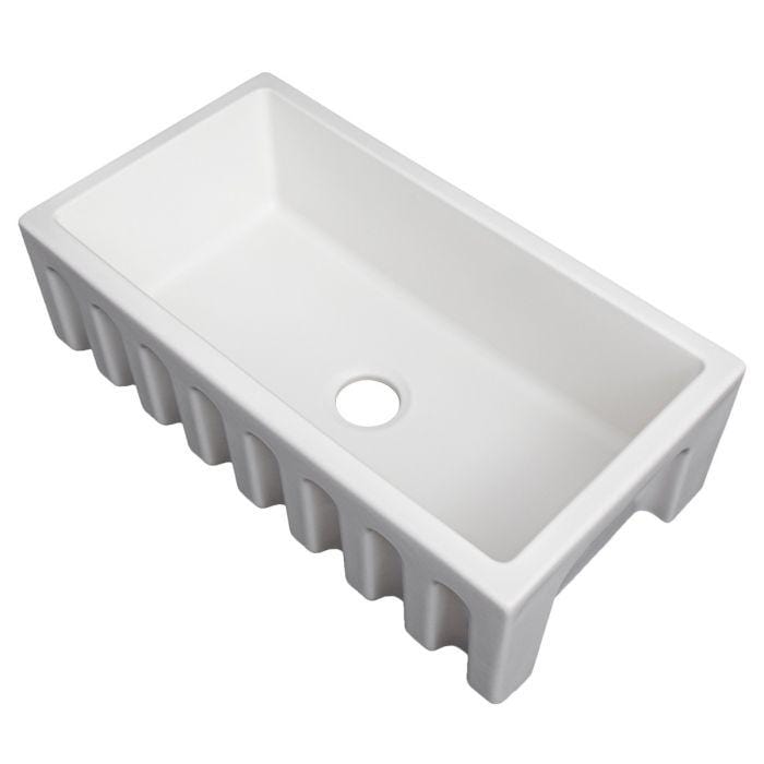 ZLINE Venice Farmhouse Reversible Fireclay Sink in White Matte (FRC5131-WM-33)