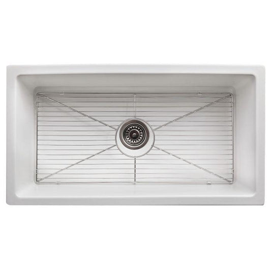 ZLINE Venice Farmhouse Reversible Fireclay Sink in White Matte (FRC5131-WM-33)