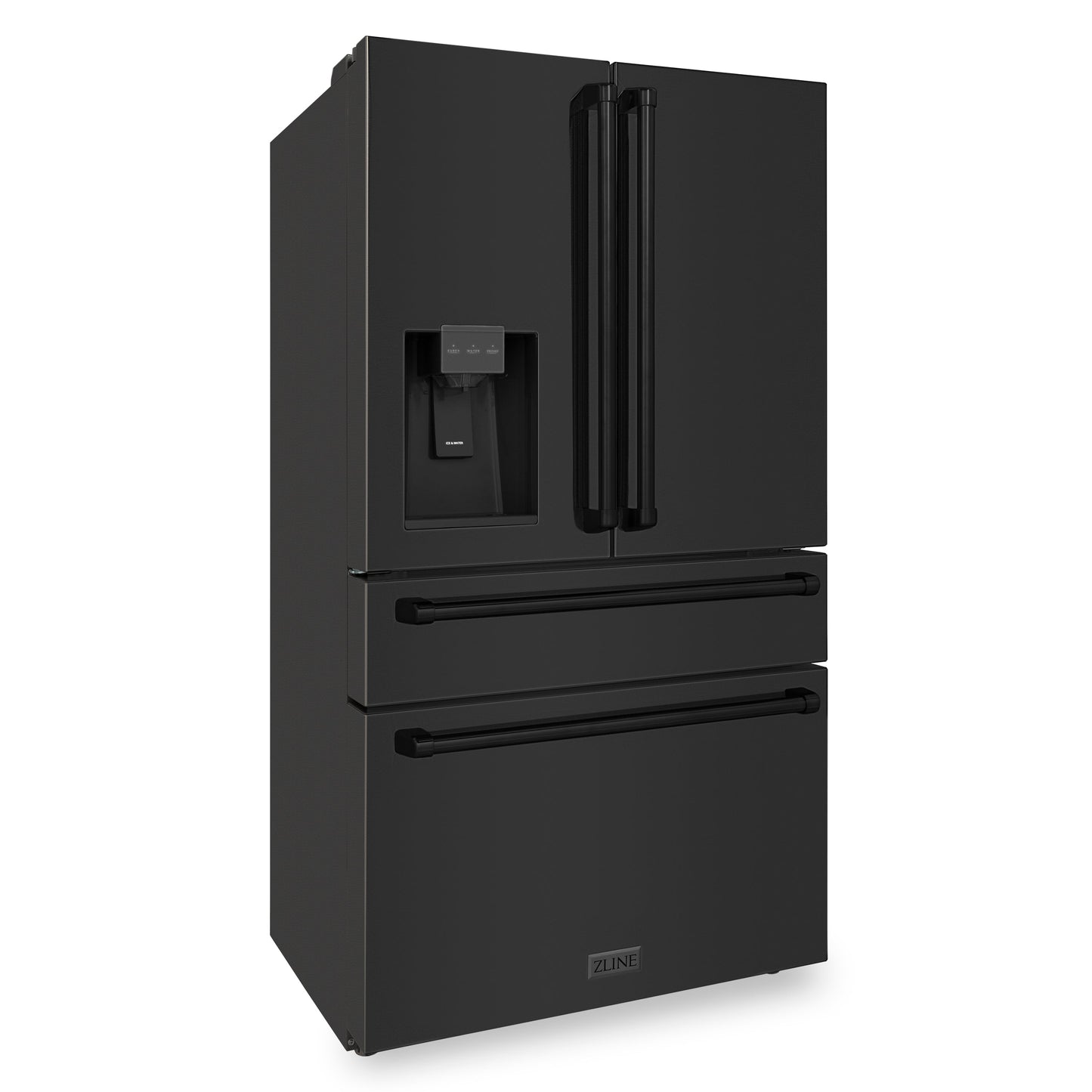 ZLINE 36" 21.6 cu. Ft. French Door Refrigerator with Water and Ice Dispenser and Water Filter in DuraSnow® Black Stainless Steel, RFM-W-WF-36-BS