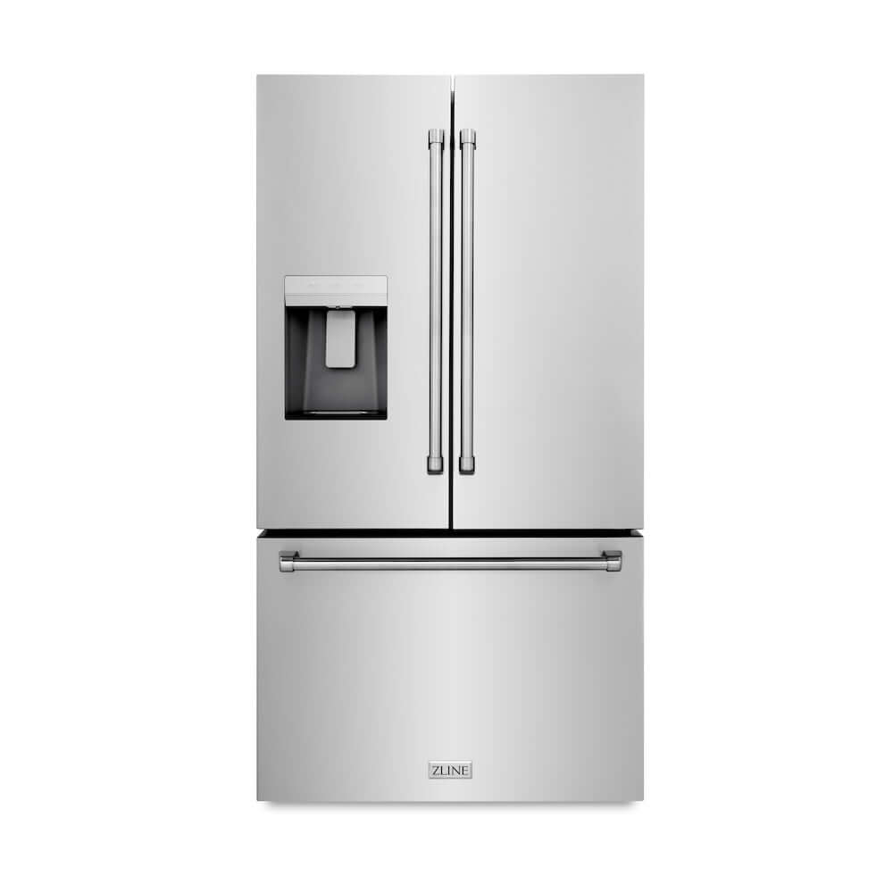 ZLINE 36" Standard-Depth French Door External Water Dispenser Refrigerator with Dual Ice Maker in Fingerprint Resistant Stainless Steel (RSM-W-36)