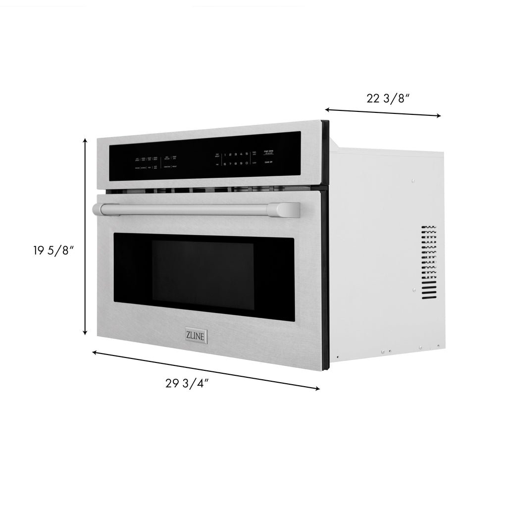 ZLINE 30 Inch wide, 1.6 cu ft. Built-in Convection Microwave Oven in Stainless Steel with Speed and Sensor Cooking (MWO-30)