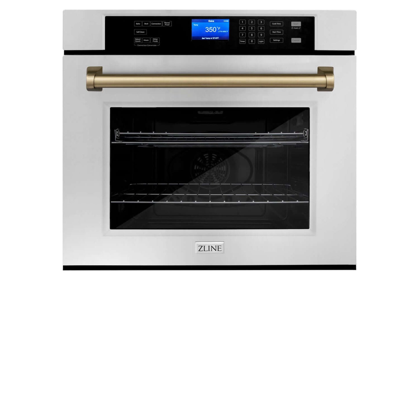 ZLINE 30 in. Autograph Edition Electric Single Wall Oven with Self Clean and True Convection in Stainless Steel and Champagne Bronze Accents (AWSZ-30-CB)