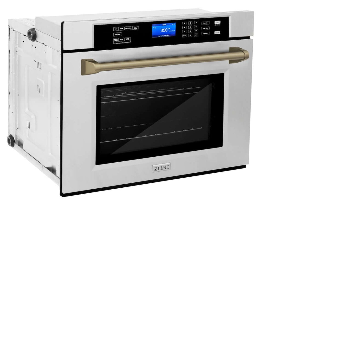 ZLINE 30 in. Autograph Edition Electric Single Wall Oven with Self Clean and True Convection in Stainless Steel and Champagne Bronze Accents (AWSZ-30-CB)