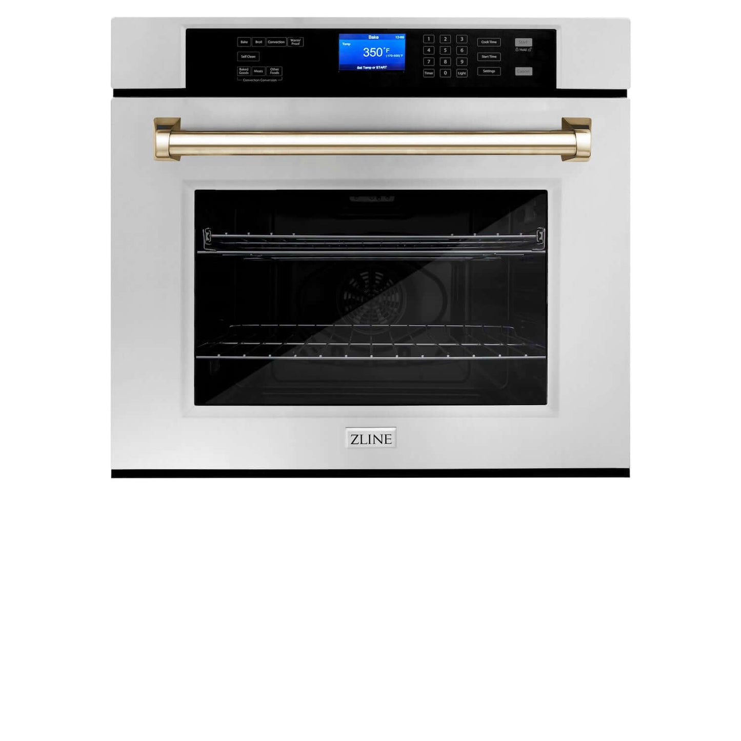ZLINE 30 in. Autograph Edition Electric Single Wall Oven with Self Clean and True Convection in Stainless Steel and Polished Gold Accents (AWSZ-30-G)