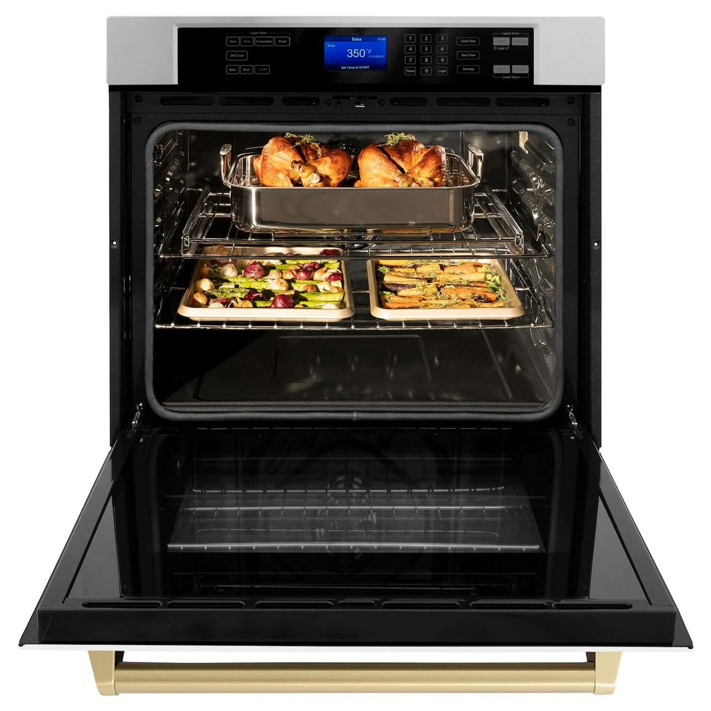 ZLINE 30 in. Autograph Edition Electric Single Wall Oven with Self Clean and True Convection in Stainless Steel and Matte Black Accents (AWSZ-30-MB)