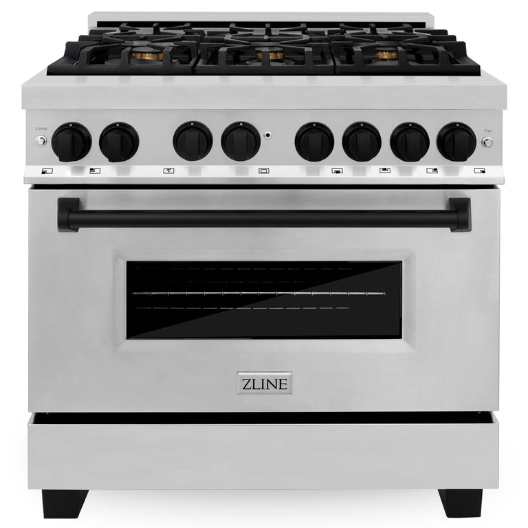 ZLINE Autograph Edition 36" Dual Fuel Range with Gas Stove and Electric Oven in Stainless Steel (RAZ-36)