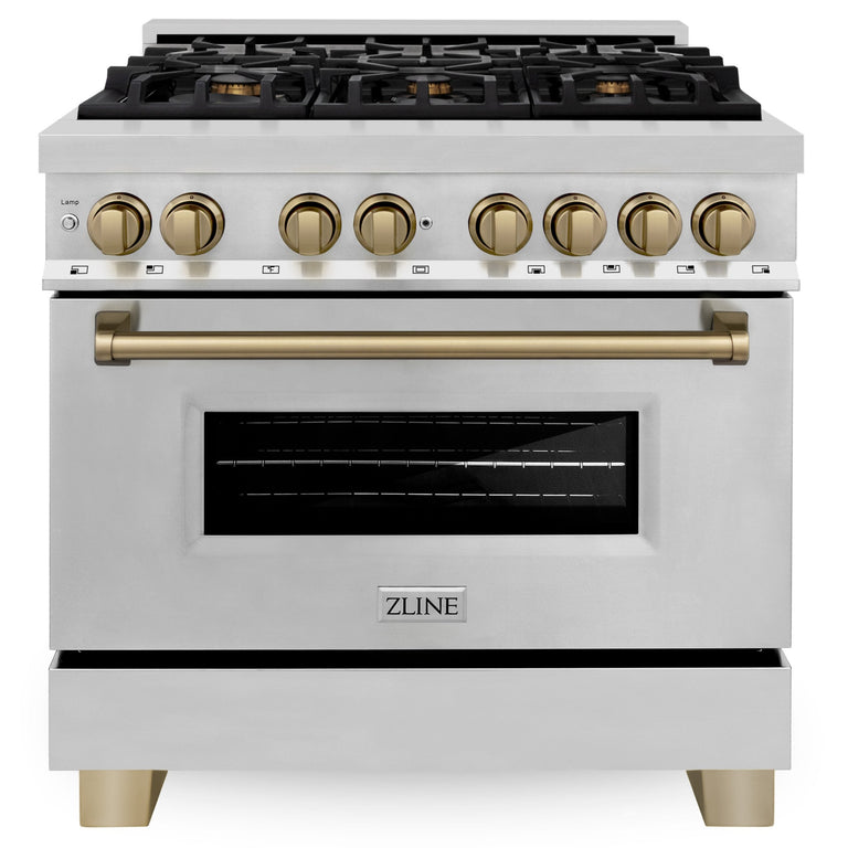 ZLINE Autograph Edition 36" Dual Fuel Range with Gas Stove and Electric Oven in Stainless Steel (RAZ-36)