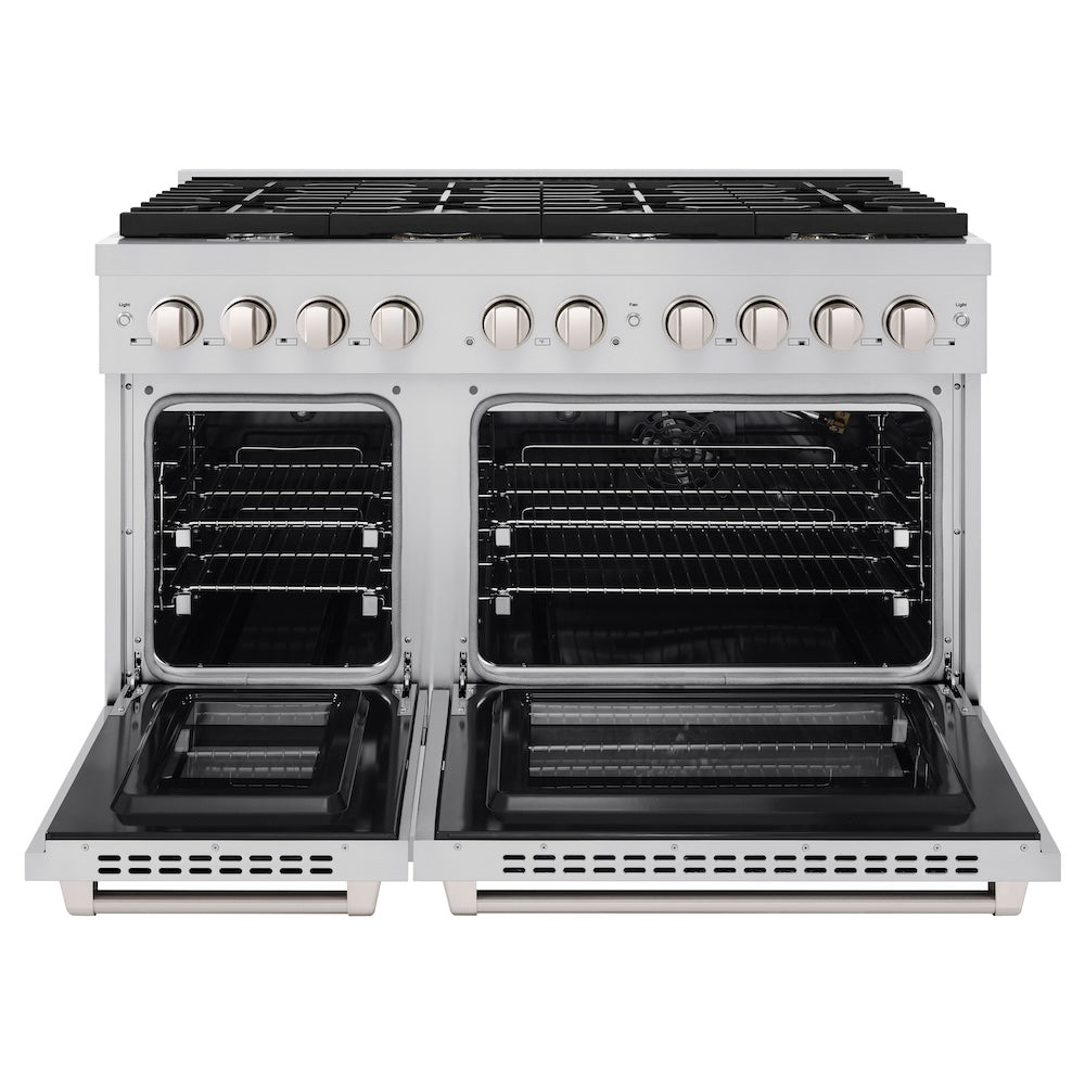 ZLINE 48 in. 6.7 cu. ft. 8 Burner Double Oven Gas Range in Stainless Steel (SGR48)