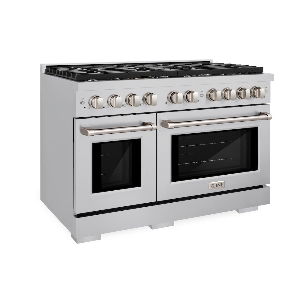 ZLINE 48 in. 6.7 cu. ft. 8 Burner Double Oven Gas Range in Stainless Steel (SGR48)