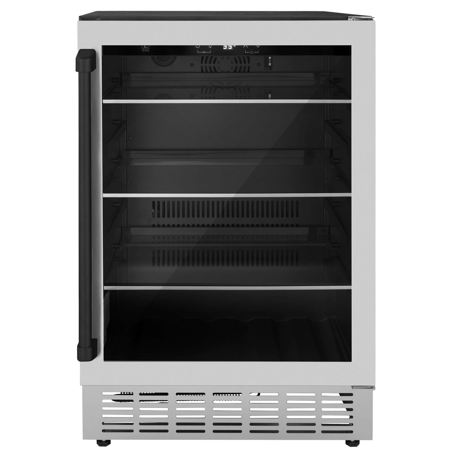 ZLINE 24 in. Monument Autograph Edition 154 Can Beverage Fridge in Stainless Steel with Matte Black Accents (RBVZ-US-24-MB)