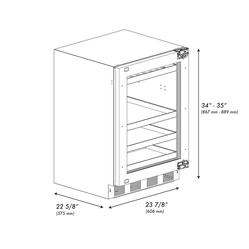 ZLINE 24 in. Touchstone 151 Can Beverage Fridge With Panel Ready Glass Door (RBSPO-24)