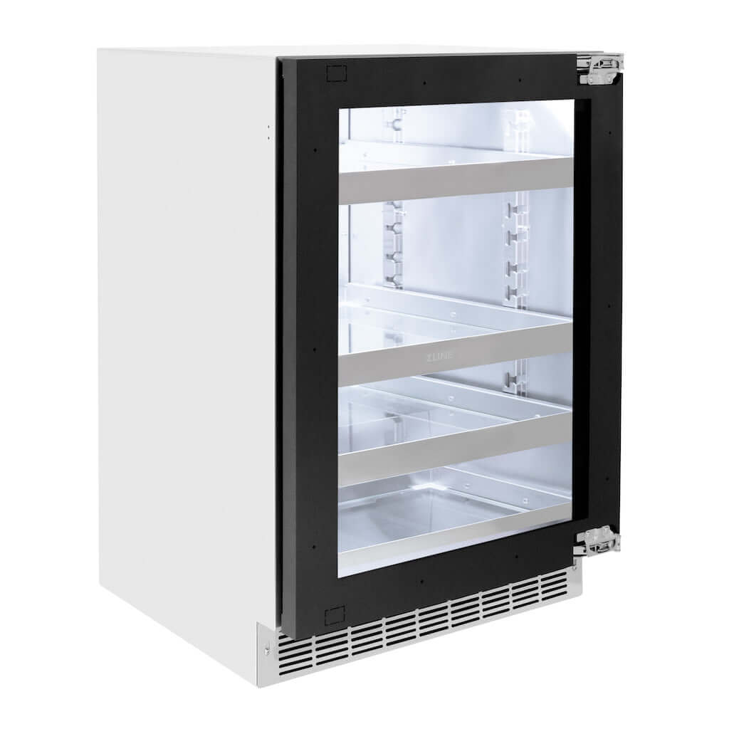 ZLINE Autograph Edition 24 in. Touchstone 151 Can Beverage Fridge With Panel Ready Glass Door And Champagne Bronze Handle (RBSPOZ-24-CB)