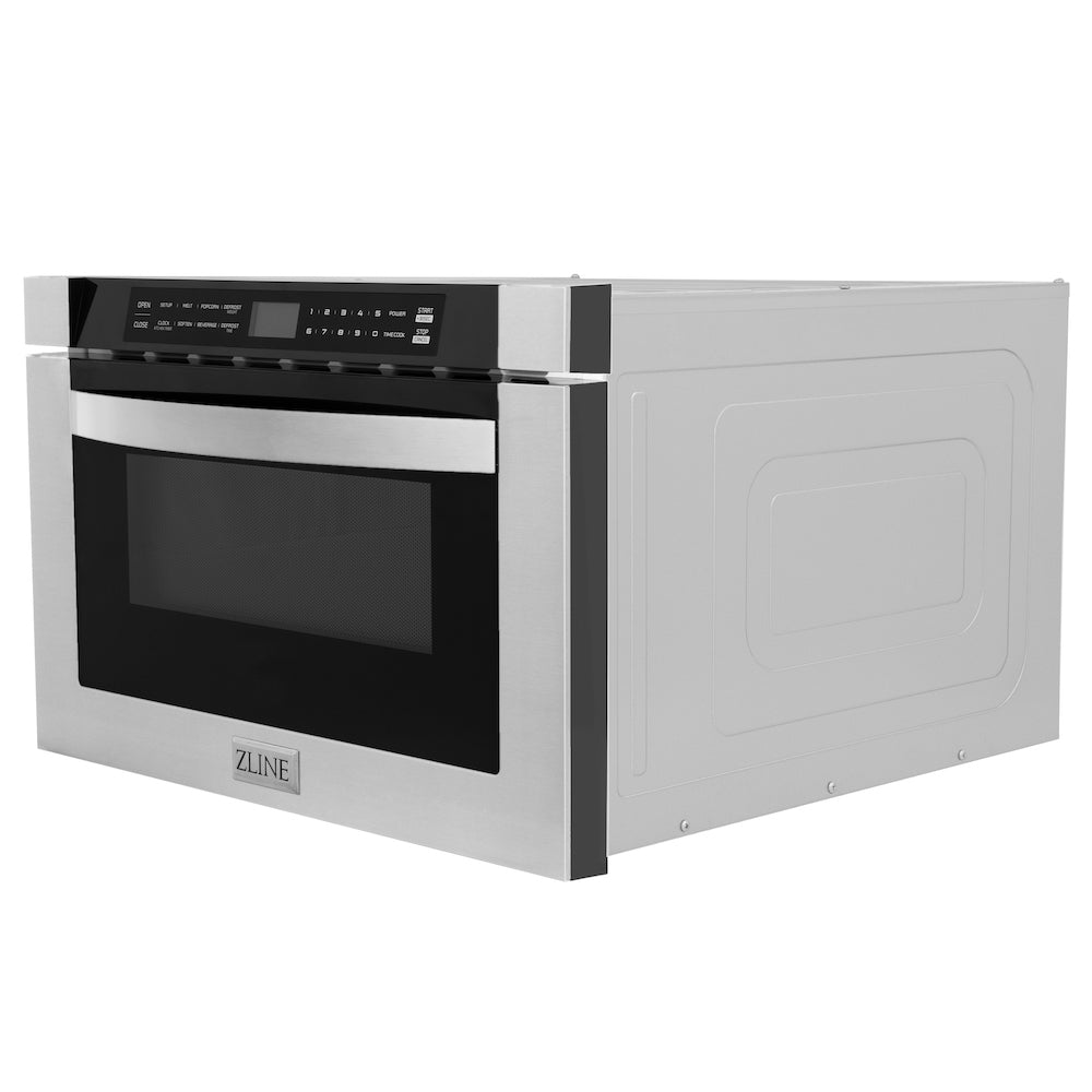 ZLINE 48 in. Kitchen Package with Stainless Steel Dual Fuel Range, Range Hood, Microwave Drawer, Tall Tub Dishwasher and Wine Cooler (5KP-RARH48-MWDWV-RWV)
