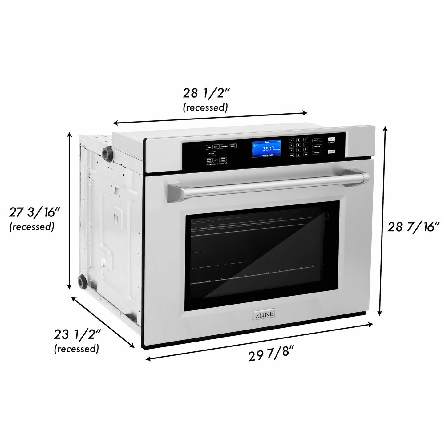 ZLINE 30" Professional Single Wall Oven with Self Clean and True Convection in Stainless Steel (AWS-30)