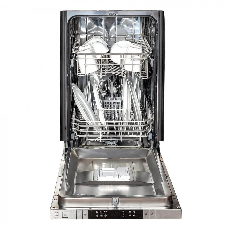 ZLINE 18 in. Compact Top Control Dishwasher with Stainless Steel Panel and Modern Style Handle, 52 dBa (DW-304-18)