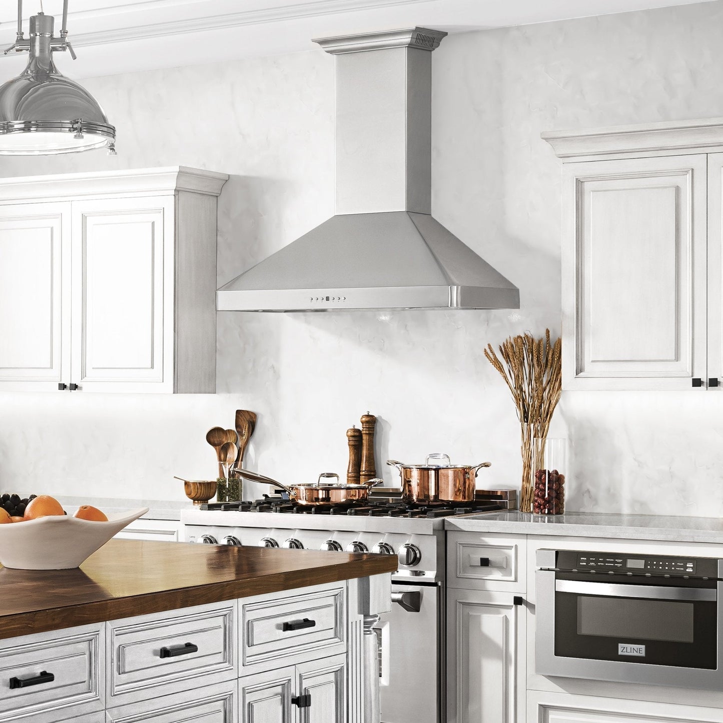 ZLINE Wall Mount Range Hood in Stainless Steel with Built-in CrownSound™ Bluetooth Speakers (KF2CRN-BT)